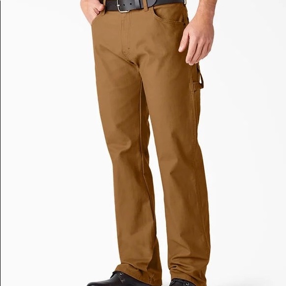 Men’s Relaxed Fit Straight Leg Heavyweight Duck Carpenter Pants, Brown Duck - Picture 1 of 14